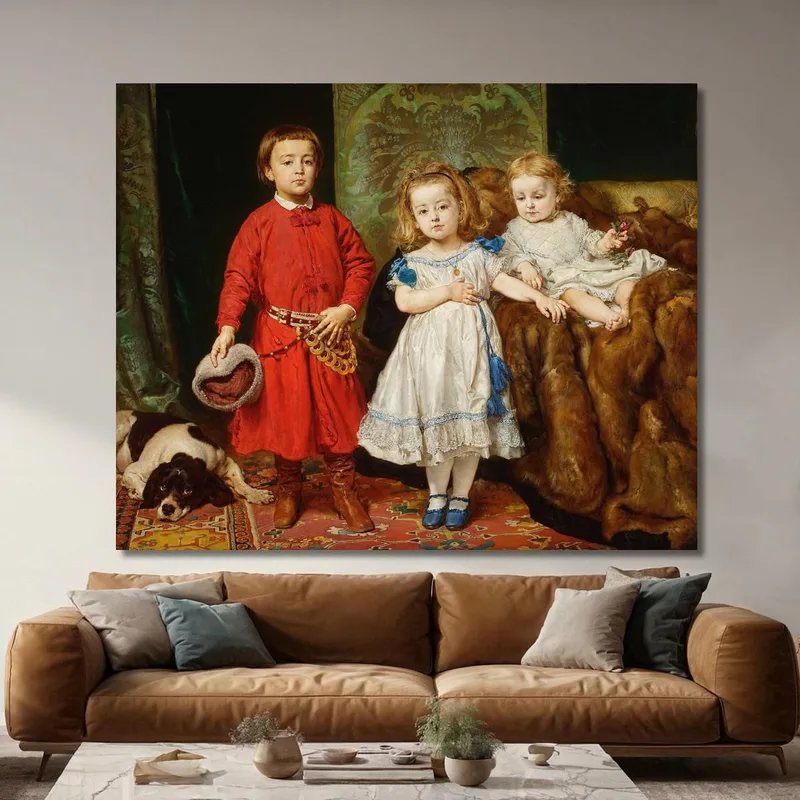 Retrato De Los Tres Hijos Del Artista Tadeusz Helena Y Beata Jan Matejko