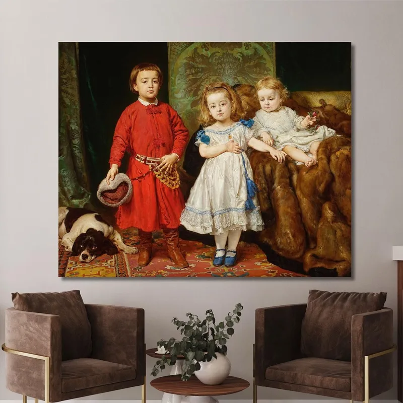 Retrato De Los Tres Hijos Del Artista Tadeusz Helena Y Beata Jan Matejko
