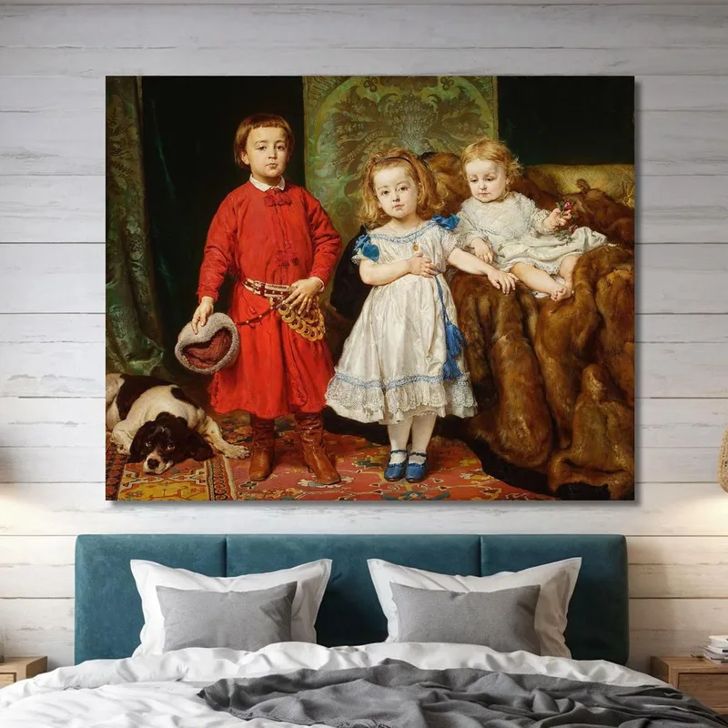 Retrato De Los Tres Hijos Del Artista Tadeusz Helena Y Beata Jan Matejko