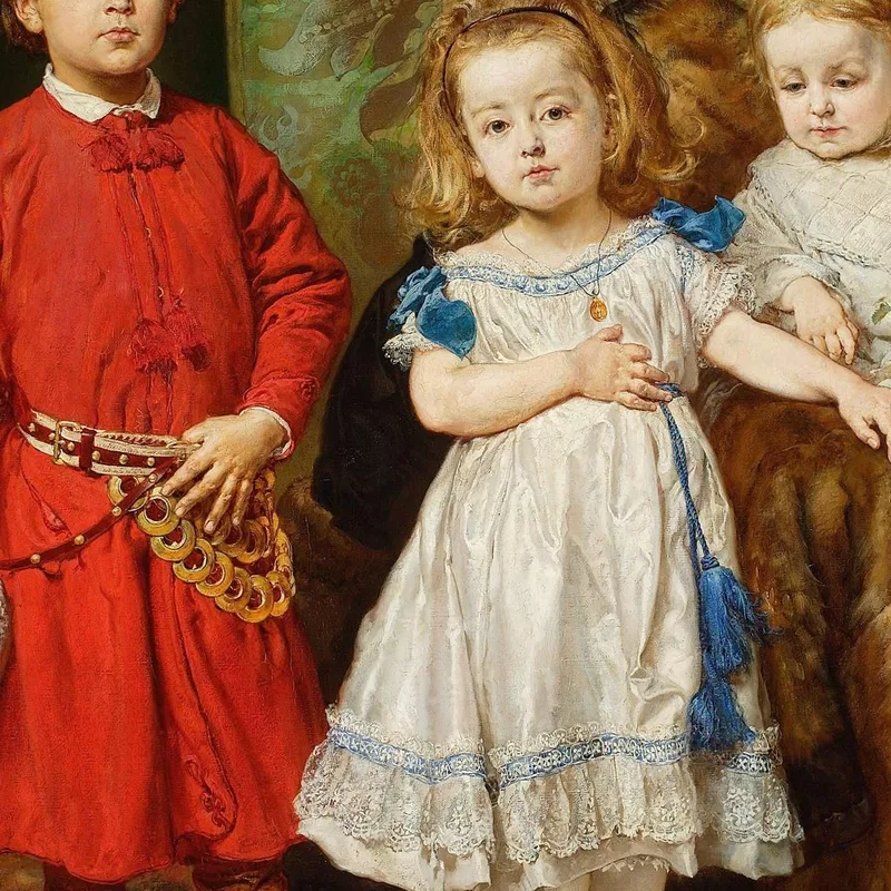 Retrato De Los Tres Hijos Del Artista Tadeusz Helena Y Beata Jan Matejko