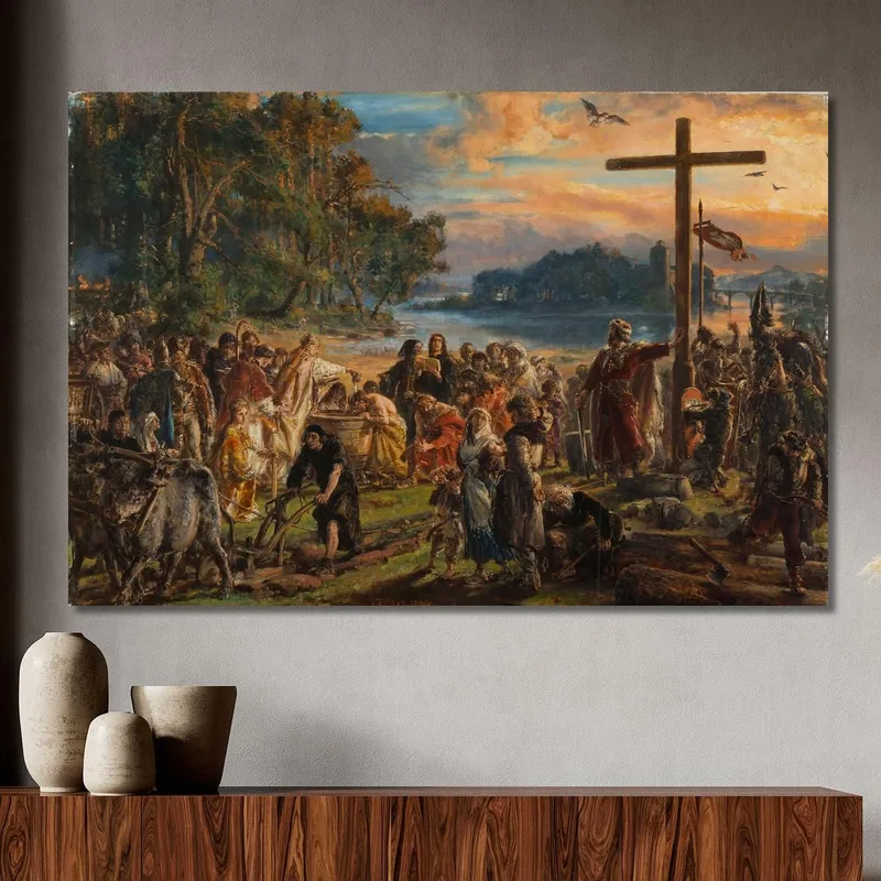Adoption Du Christianisme 965 Après Jc De La Série Histoire De La Civilisation En Pologne Jan Matejko