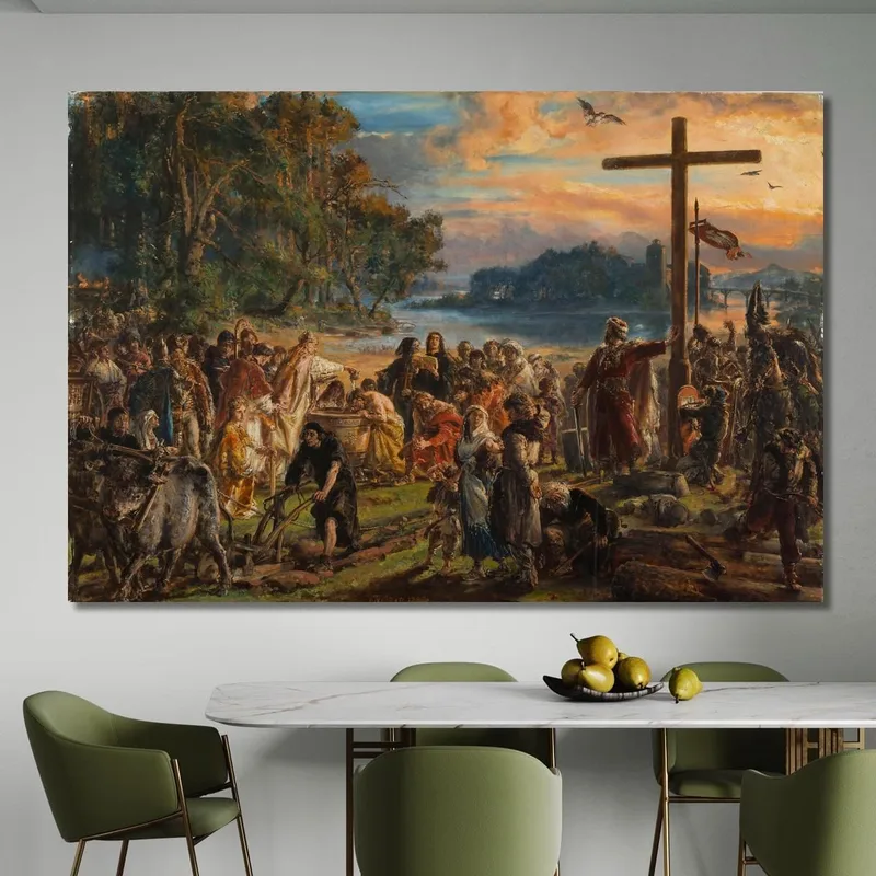 Adoption Du Christianisme 965 Après Jc De La Série Histoire De La Civilisation En Pologne Jan Matejko