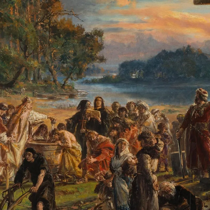 Adoption Du Christianisme 965 Après Jc De La Série Histoire De La Civilisation En Pologne Jan Matejko