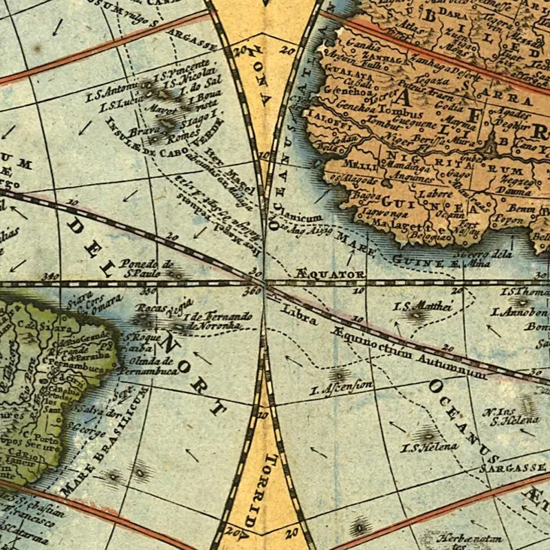Gemälde Antike Weltkarte Mit Detaillierten Hemisphären Und Astronomischen Illustrationen