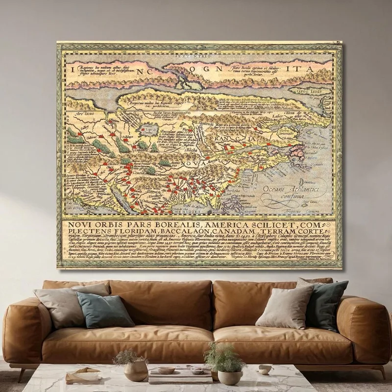 Quadro Mappa Antica Del Nord America Con Dettagli Storici E Design Vintage