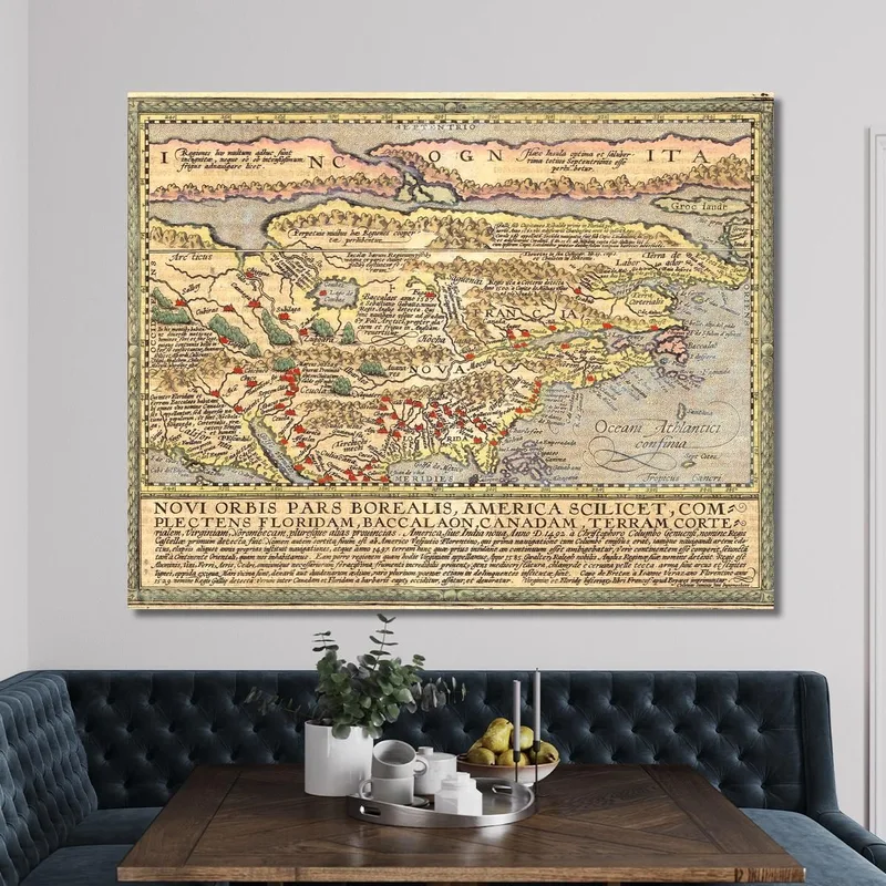 Quadro Mappa Antica Del Nord America Con Dettagli Storici E Design Vintage