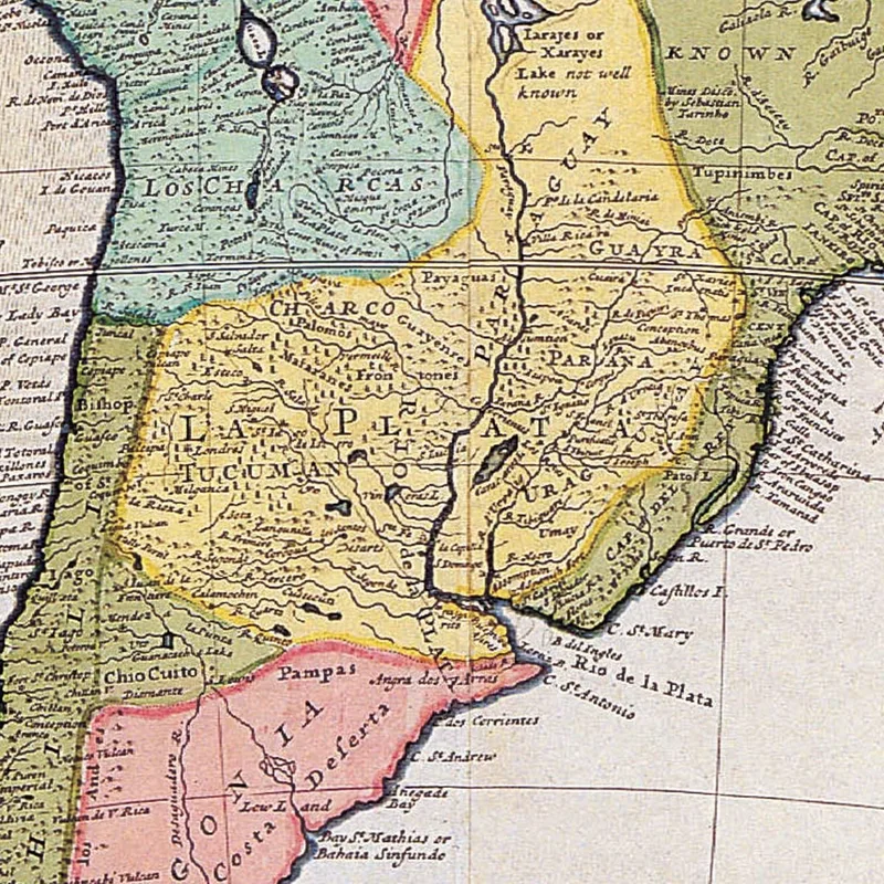 Gemälde Antike Karte Von Südamerika Mit Historischen Kartografischen Details