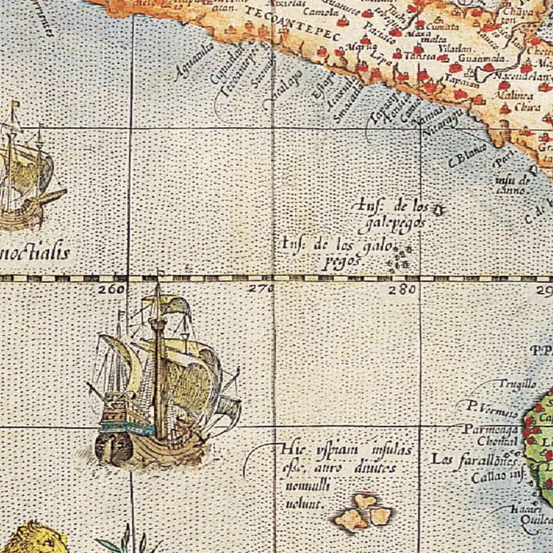 Gemälde Antike Karte Der Amerikas Mit Historischer Darstellung Und Künstlerischen Elementen