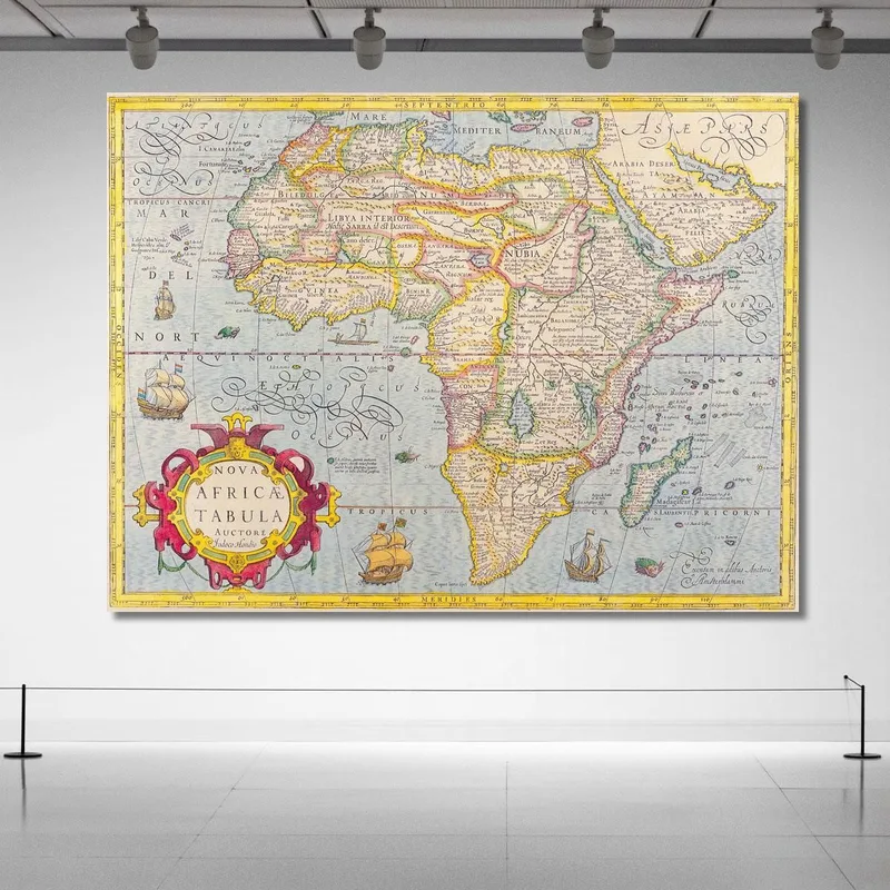 Gemälde Antike Karte Von Afrika Mit Dekorativem Design Und Detaillierter Historischer Kartografie