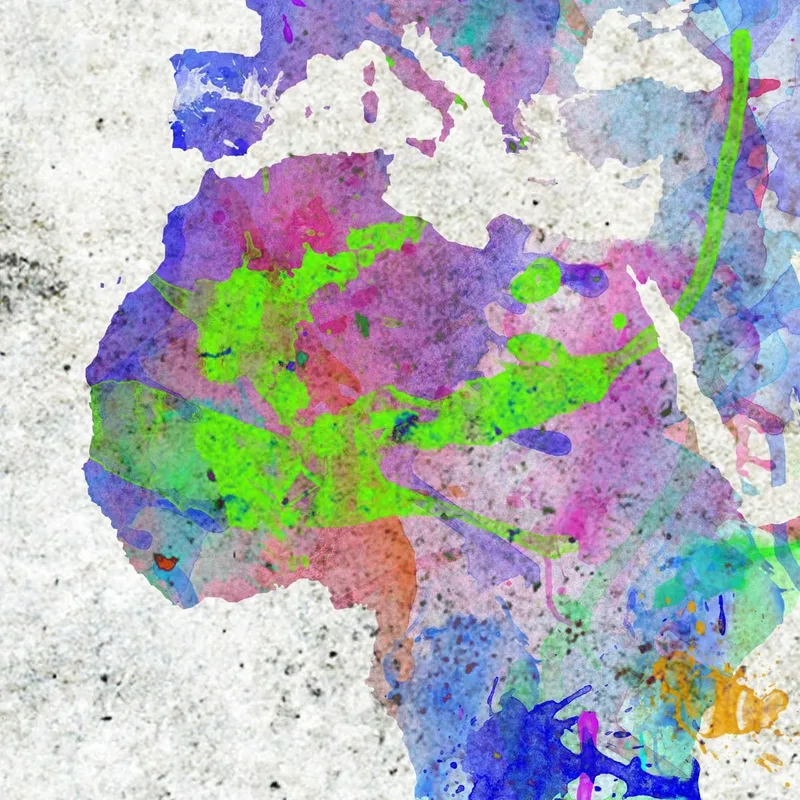 Cuadro Mapa Del Mundo Acuarela Abstracta Colorida Sobre Fondo Vintage