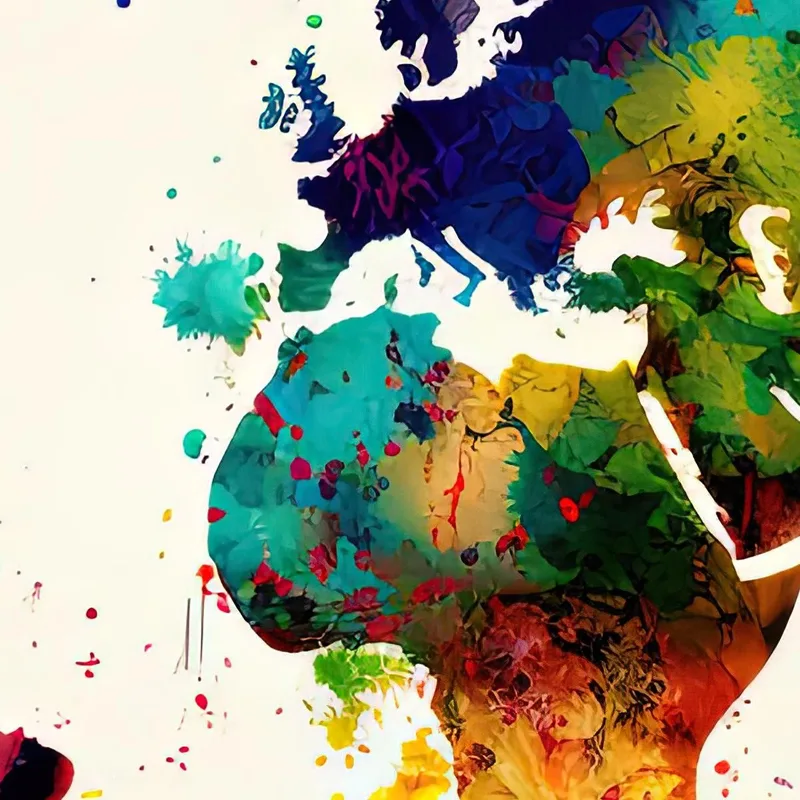 Cuadro Mapa Del Mundo Abstracto Con Salpicaduras De Color Y Efecto Acuarela