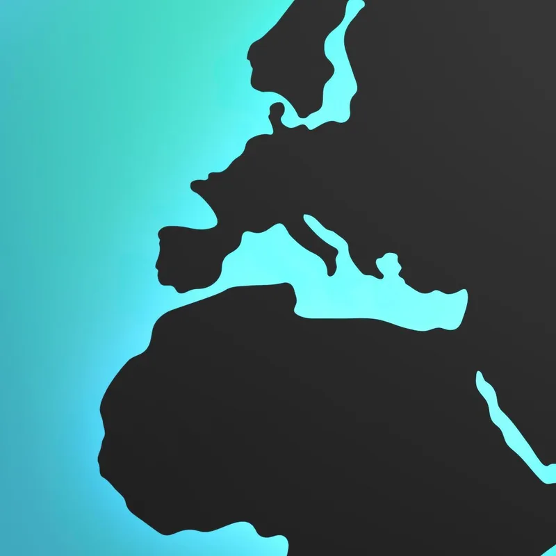 Cuadro Mapa Del Mundo Moderno Con Degradado Verde Y Azul Luminoso