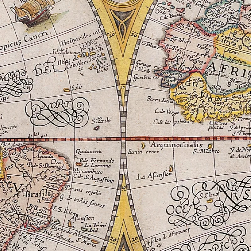 Quadro Mappa Del Mondo Rinascimentale Con Dettagli Artistici E Illustrazioni Zodiacali