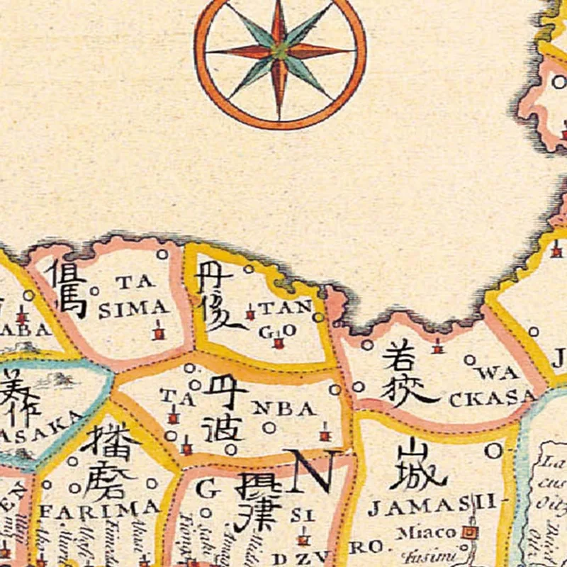 Tableau Carte Historique Du Japon Avec Frontières Régionales Et Illustrations Traditionnelles