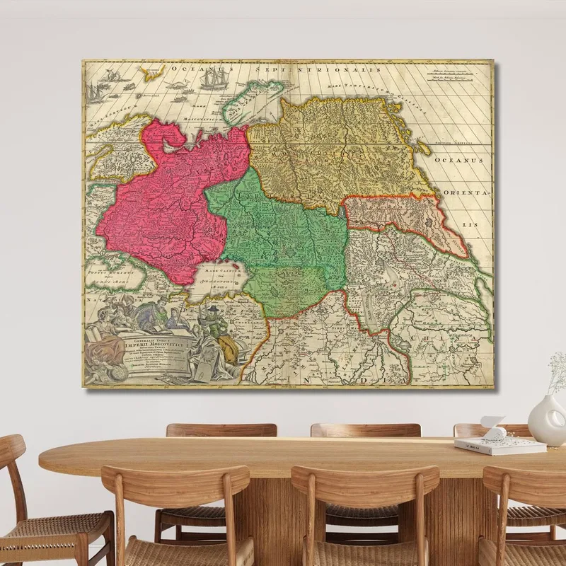Tableau Carte Historique De La Russie Avec Frontières Impériales Et Couleurs Vintage