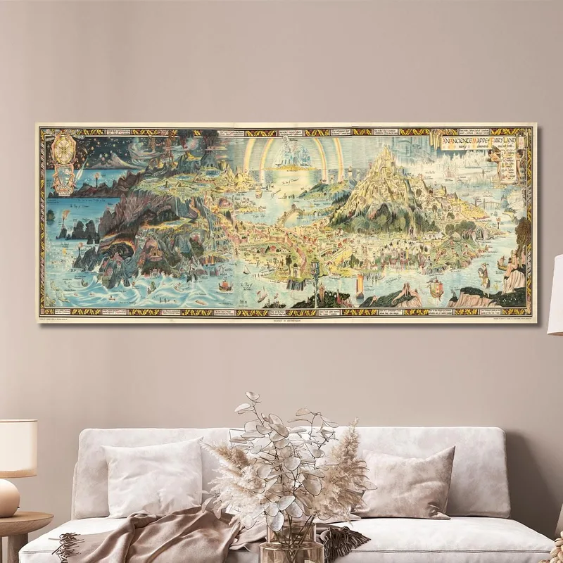 Cuadro Mapa Tierra De Las Hadas Vintage