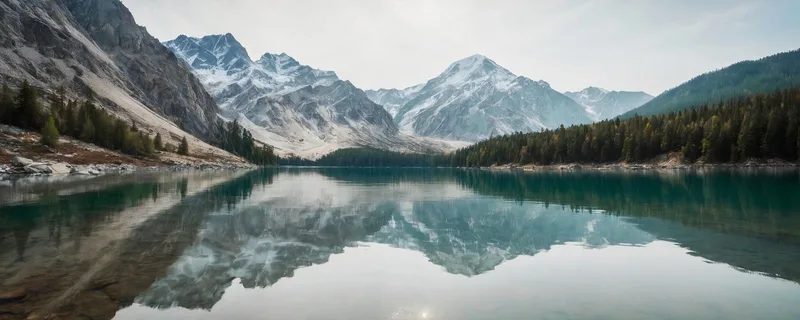 Mountains Painting Breathtaking Landscape Of The Mountain Lake With Mirror Reflections