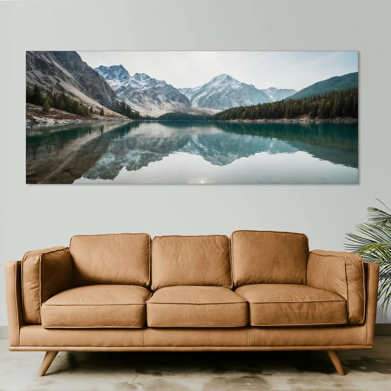 Mountains Painting Breathtaking Landscape Of The Mountain Lake With Mirror Reflections
