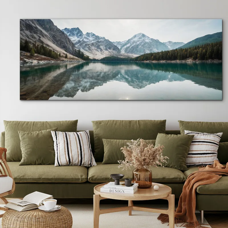 Mountains Painting Breathtaking Landscape Of The Mountain Lake With Mirror Reflections