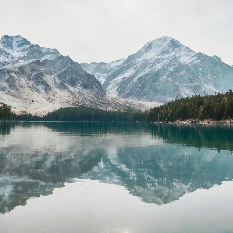 Mountains Painting Breathtaking Landscape Of The Mountain Lake With Mirror Reflections