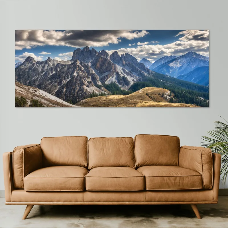 Pintura De Montañas Impresionantes Vistas De Las Montañas Bajo Un Cielo Espectacular