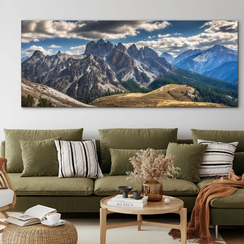 Pintura De Montañas Impresionantes Vistas De Las Montañas Bajo Un Cielo Espectacular