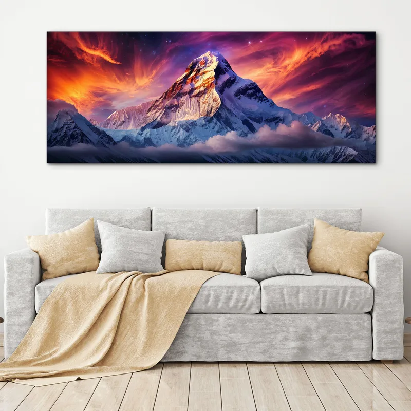 Quadro Montagne Maestoso Picco Di Montagna Innevato Illuminato Da Un Tramonto Spettacolare