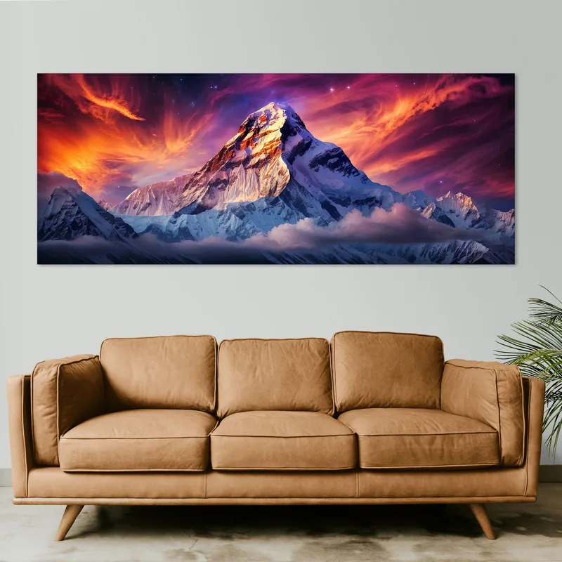 Quadro Montagne Maestoso Picco Di Montagna Innevato Illuminato Da Un Tramonto Spettacolare