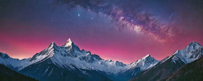 Quadro Montagne Cielo Notturno Stellato Sulle Cime Innevate