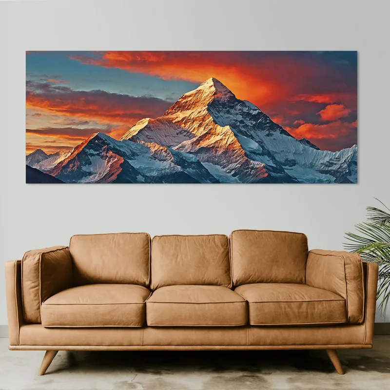 Montañas Cuadro Del Atardecer Que Ilumina Majestuosos Picos Nevados