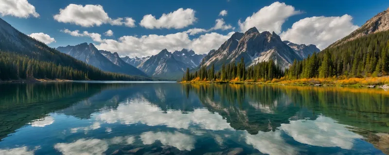 Pintura De Montañas Picos Imponentes Reflejados En Las Aguas Turquesas