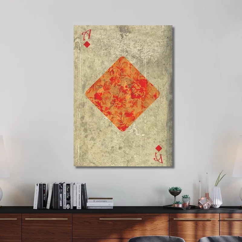 Quadro Carte Da Gioco Asso Di Quadri Floreale