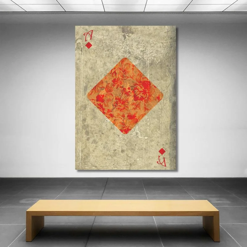 Quadro Carte Da Gioco Asso Di Quadri Floreale