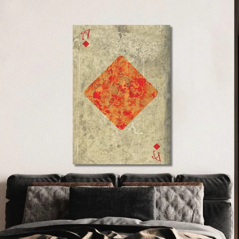 Quadro Carte Da Gioco Asso Di Quadri Floreale