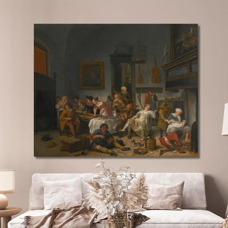 A Tavern Interior With People Drinking And Music-Making Jan Steen