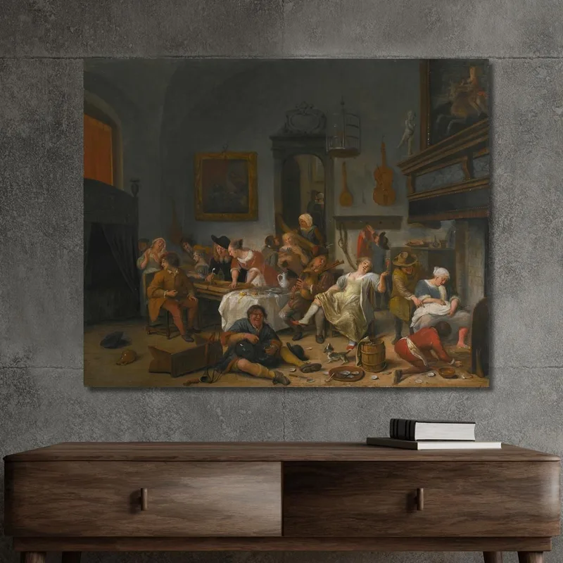 A Tavern Interior With People Drinking And Music-Making Jan Steen