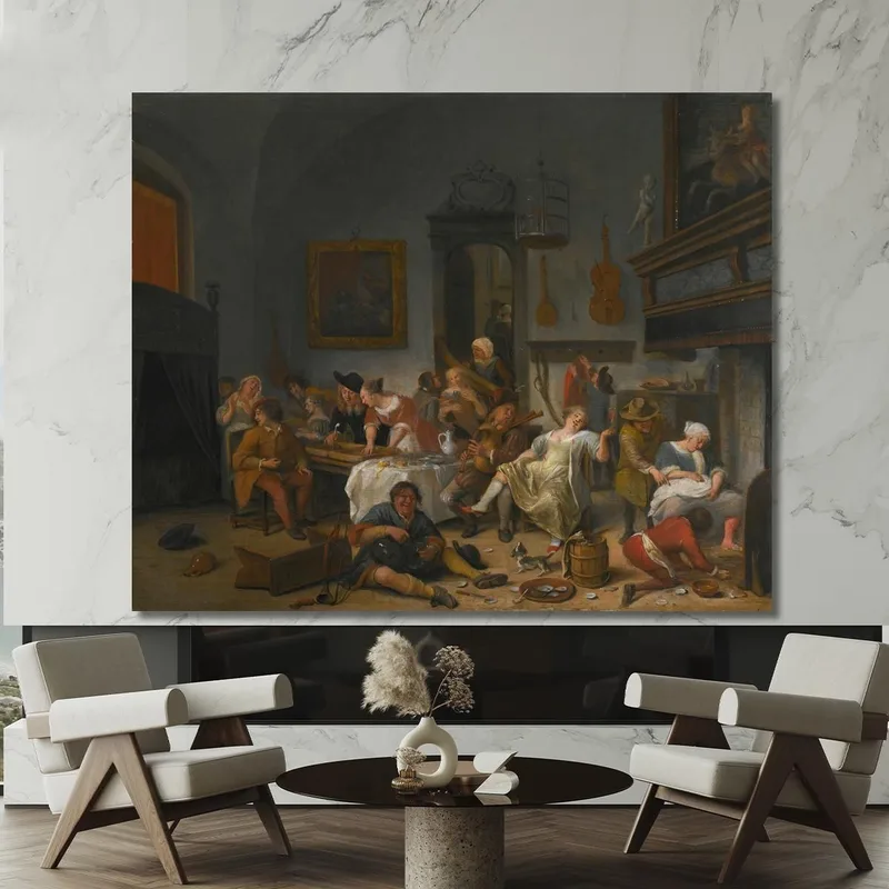 A Tavern Interior With People Drinking And Music-Making Jan Steen
