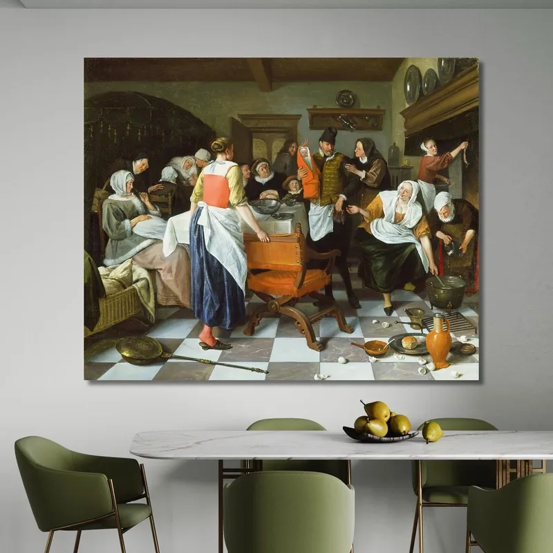 Celebrating The Birth Jan Steen