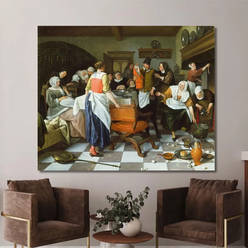 Celebrating The Birth Jan Steen