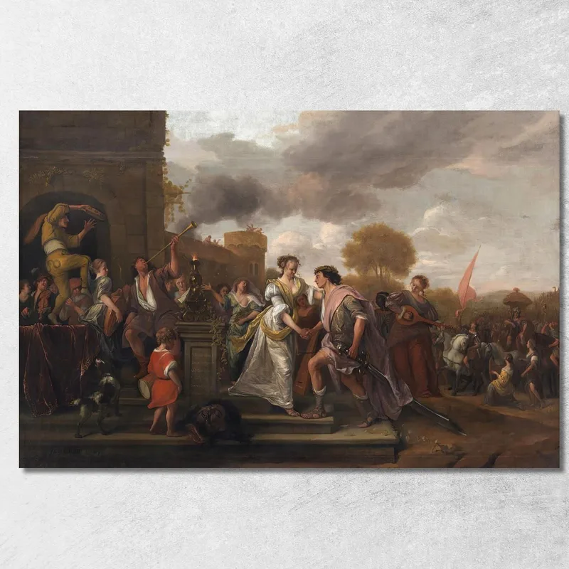 David Kehrt Siegreich Zurück, Nachdem Er Goliath Und Die Philister Besiegt Hat Jan Steen drucken auf leinwand