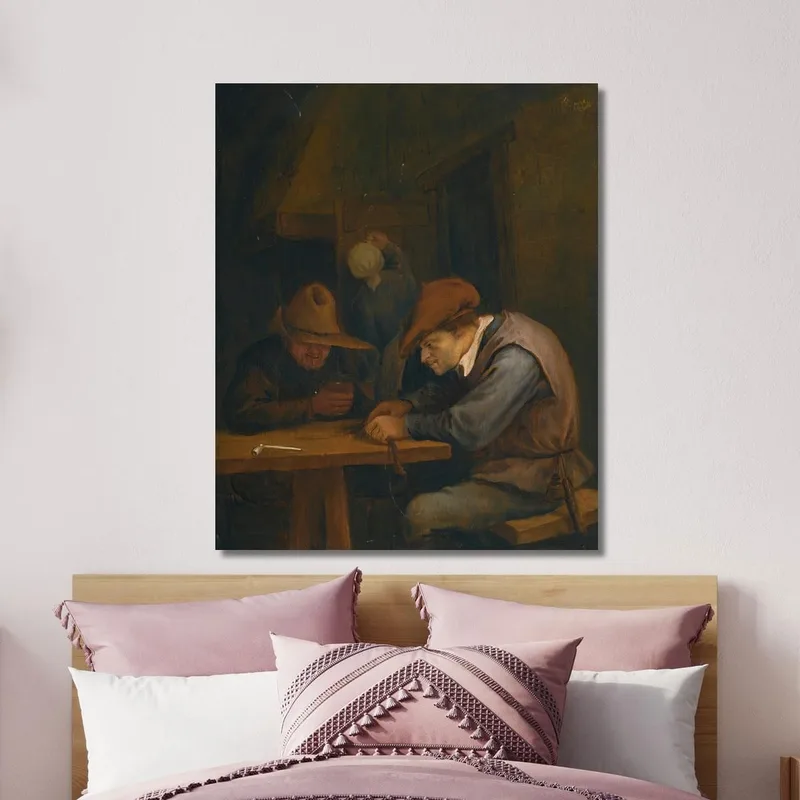 Peasants Drinking And Cutting Tobacco In An Inn Jan Steen