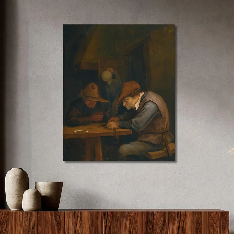 Peasants Drinking And Cutting Tobacco In An Inn Jan Steen