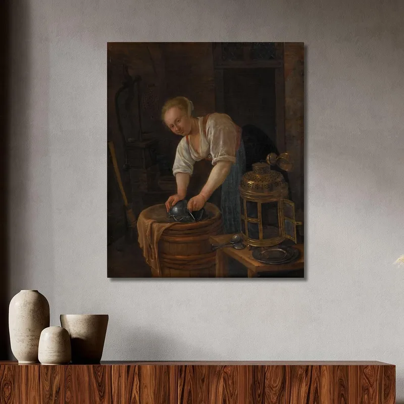 Frau Scheuert Metallgeschirr Jan Steen