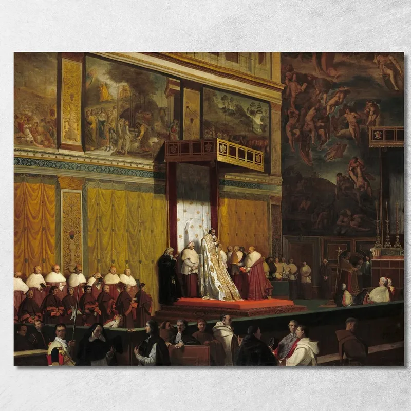 Papa Pio Vii Nella Cappella Sistina Jean Auguste Dominique Ingres quadro stampa su tela