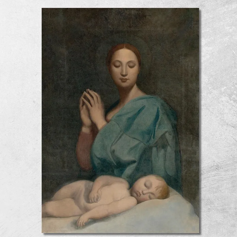 La Vergine Con Il Bambino Gesù Addormentato Jean Auguste Dominique Ingres quadro stampa su tela
