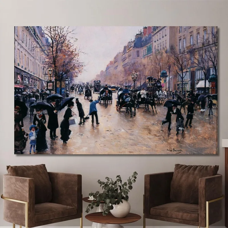 Le Boulevard Poissonière Sous La Pluie Jean Béraud