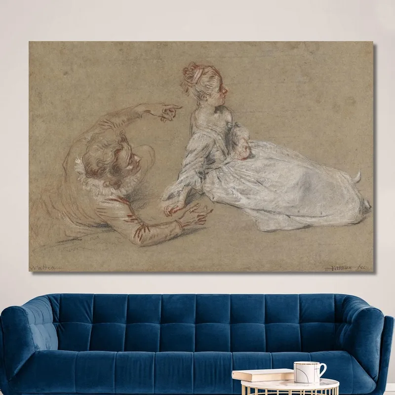 Un Uomo Sdraiato E Una Donna Seduta A Terra Jean-Antoine Watteau