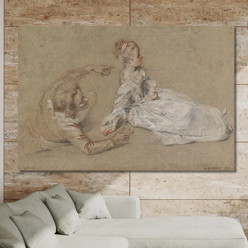 Un Uomo Sdraiato E Una Donna Seduta A Terra Jean-Antoine Watteau