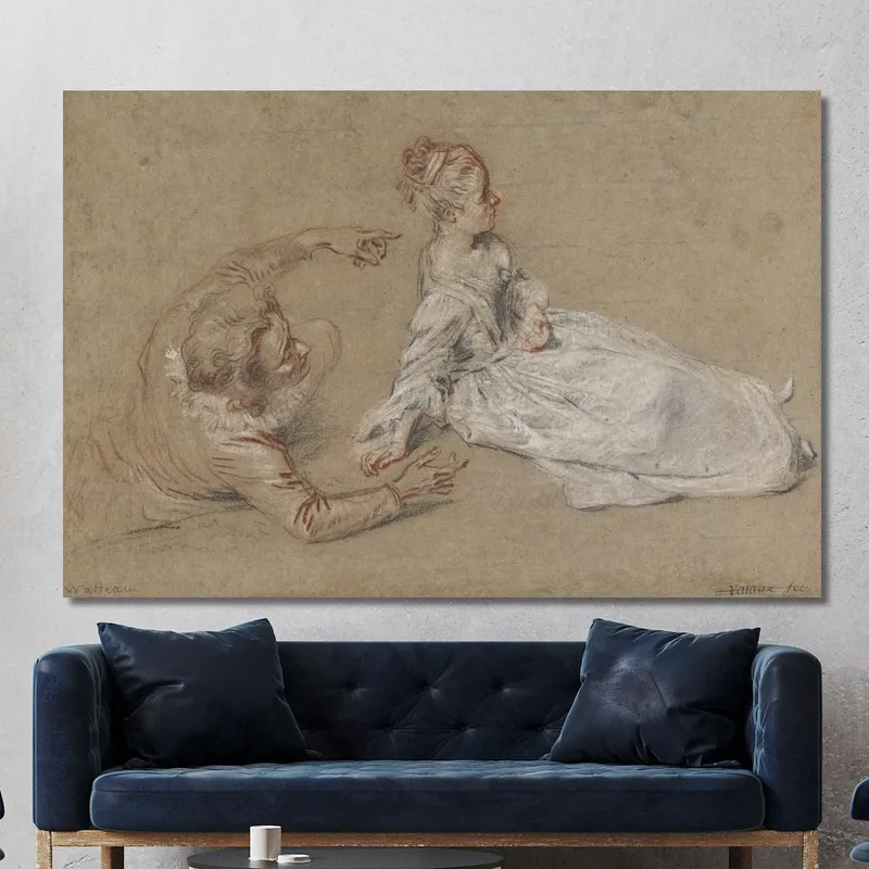 Un Uomo Sdraiato E Una Donna Seduta A Terra Jean-Antoine Watteau