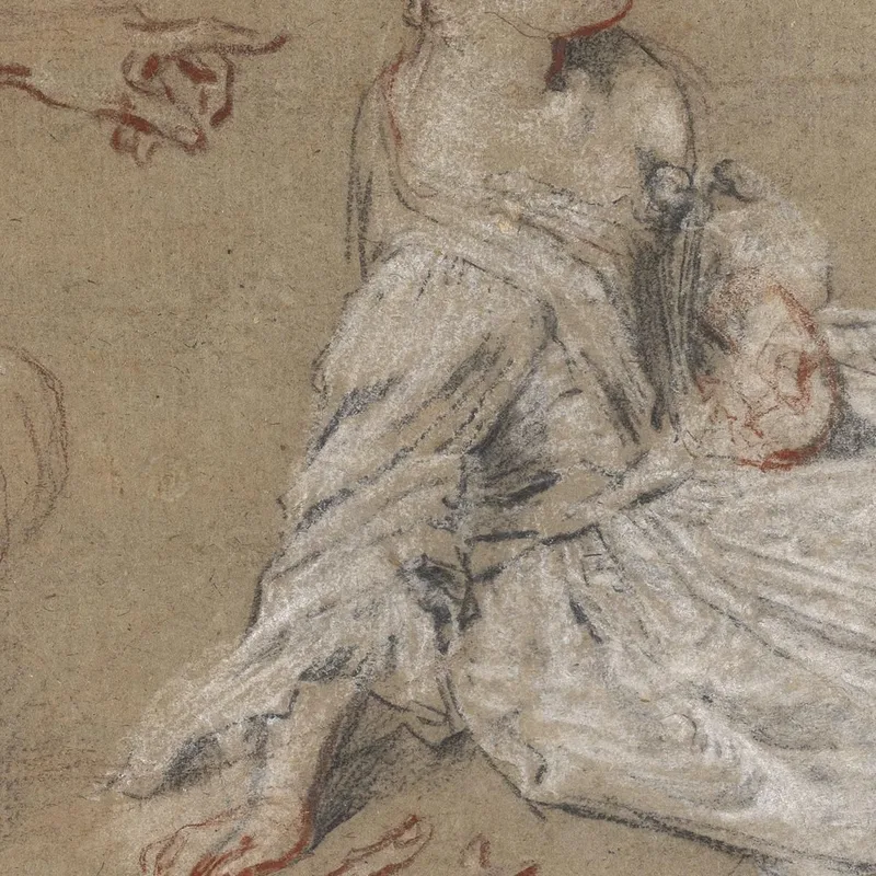 Un Uomo Sdraiato E Una Donna Seduta A Terra Jean-Antoine Watteau